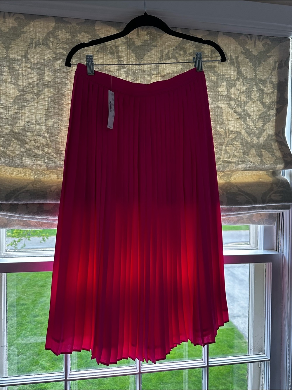 J. Crew Pleated Fuchsia Midi Skirt